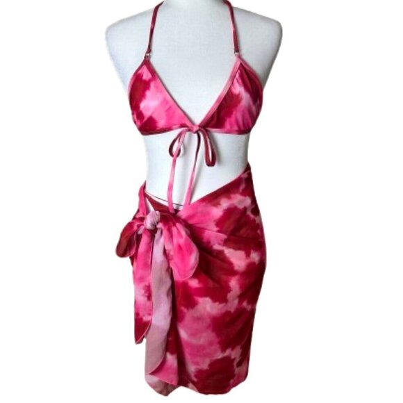 SHEIN Other - SHEIN 3 Piece Bikini Swimsuit & Sarong Cover Up Set Size Small